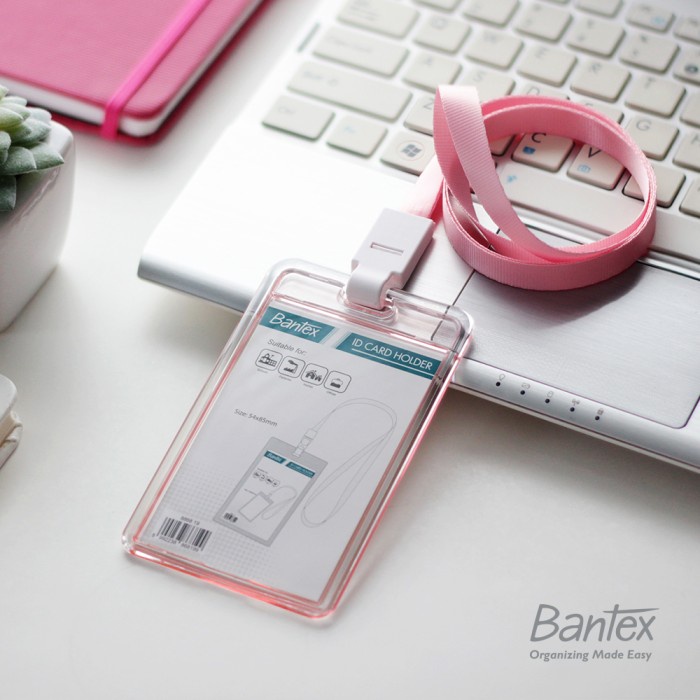 

Bantex Transparent ID Card Holder Lanyard Potrait Pink 8868 19 / Idcard