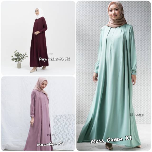 READY Essential Dress Pulchra Gallery Edisi Terbaru Gamis Muslimah Polos Elegan dan Cantiko