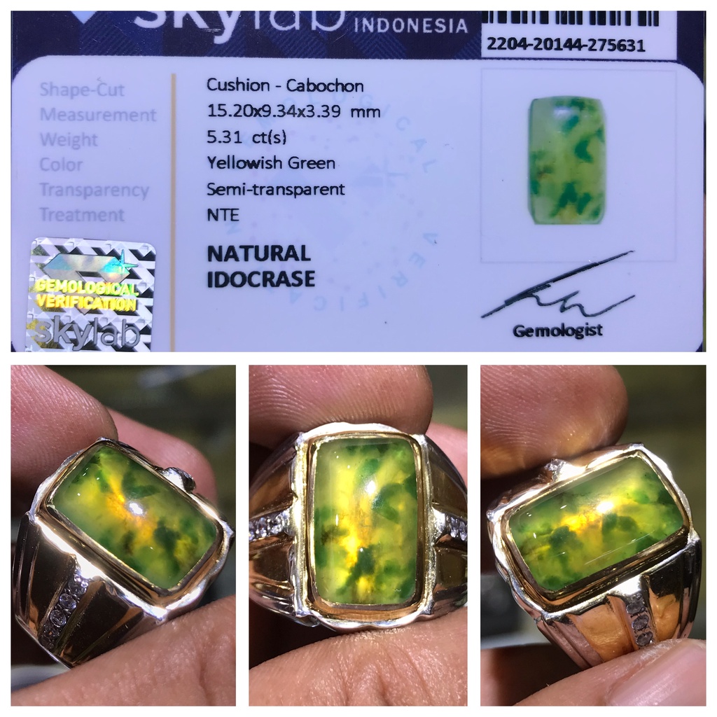 Natural 5.31ct Idocrase Lumut Aceh Crystal Cincin Perak HQ