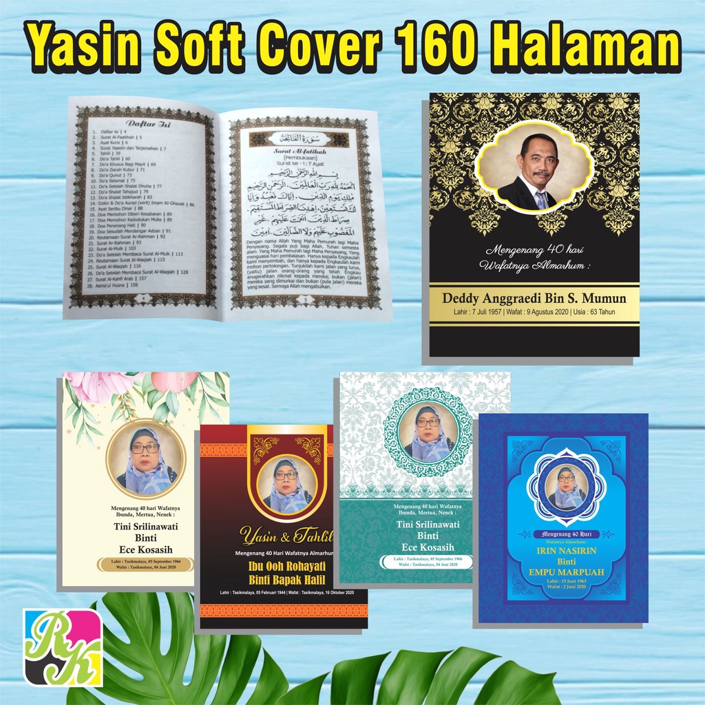 Cetak Buku Yasin Dan Tahlil Isi Bahan Hvs 160 Halaman Soft Cover Tambah Sisipan Foto Almarhum