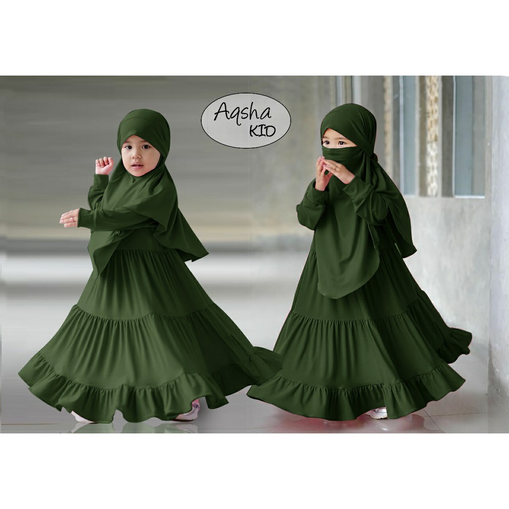 C-SYARI AQSHA/BAJU MUSLIM ANAK PEREMPUAN/MATT JERSEY/ALL SIZE BIASA DIPAKAI OLEH ANAK UMUR 2-4 THN