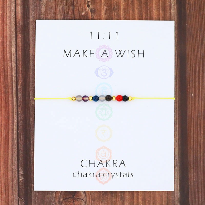 Chakra Wish String Bracelet 7 Chakra Healing Yoga Reiki Prayer Stones Bracelet