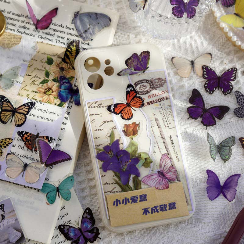 40 Pcs Stiker Butterfly Multifungsi Tahan Air Gaya Vintage Untuk Dekorasi Scrapbook