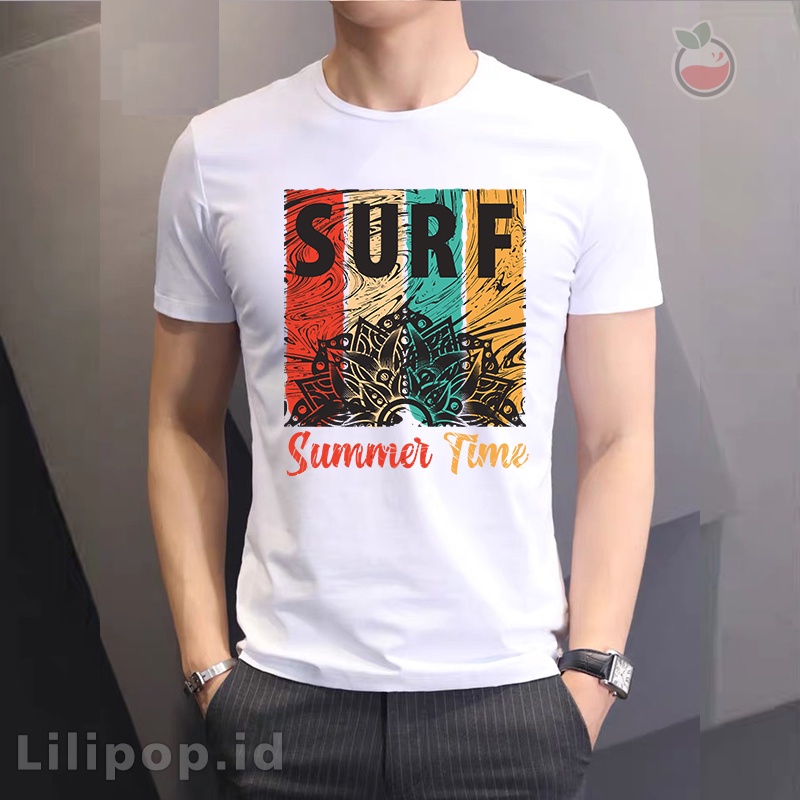 Lilipop Kaos Pria Surf Summer Time Baju Distro Basic Tshirt Kasual