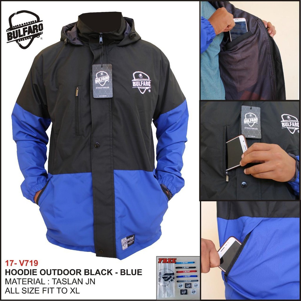 Jaket Hoodie Outdoor Waterproof Pria &amp; Wanita/Jaket Gunung Kombinasi Original Bulfaro/Jaket Motor