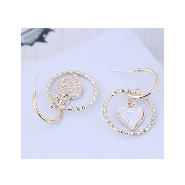 LRC Anting Tusuk Fashion 925 Silver Needle Circle Love Earrings A59312