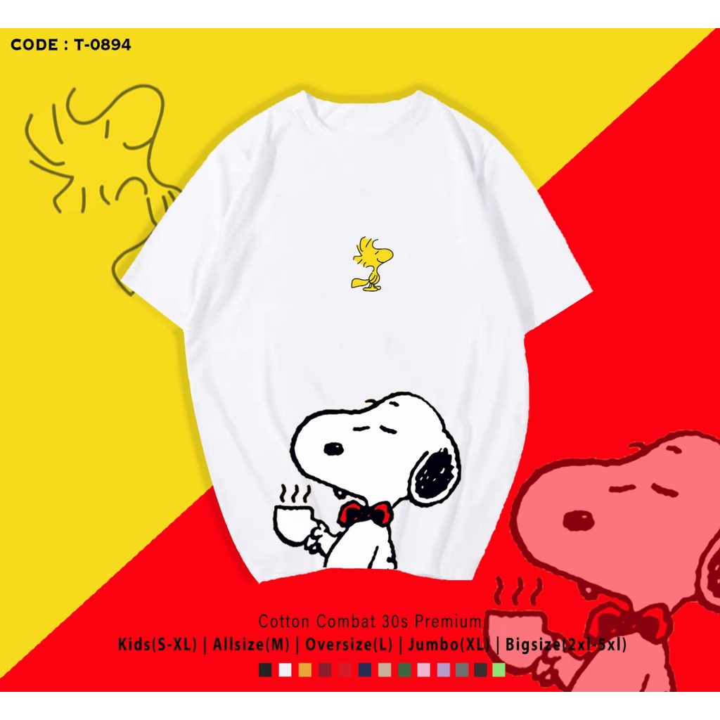 T-SHIRT / KAOS GAMBAR SNOOPY / REAL PICTURE / TERIMA CUSTOM KAOS MURAH / BAHAN COMBED 30S / RESELLER