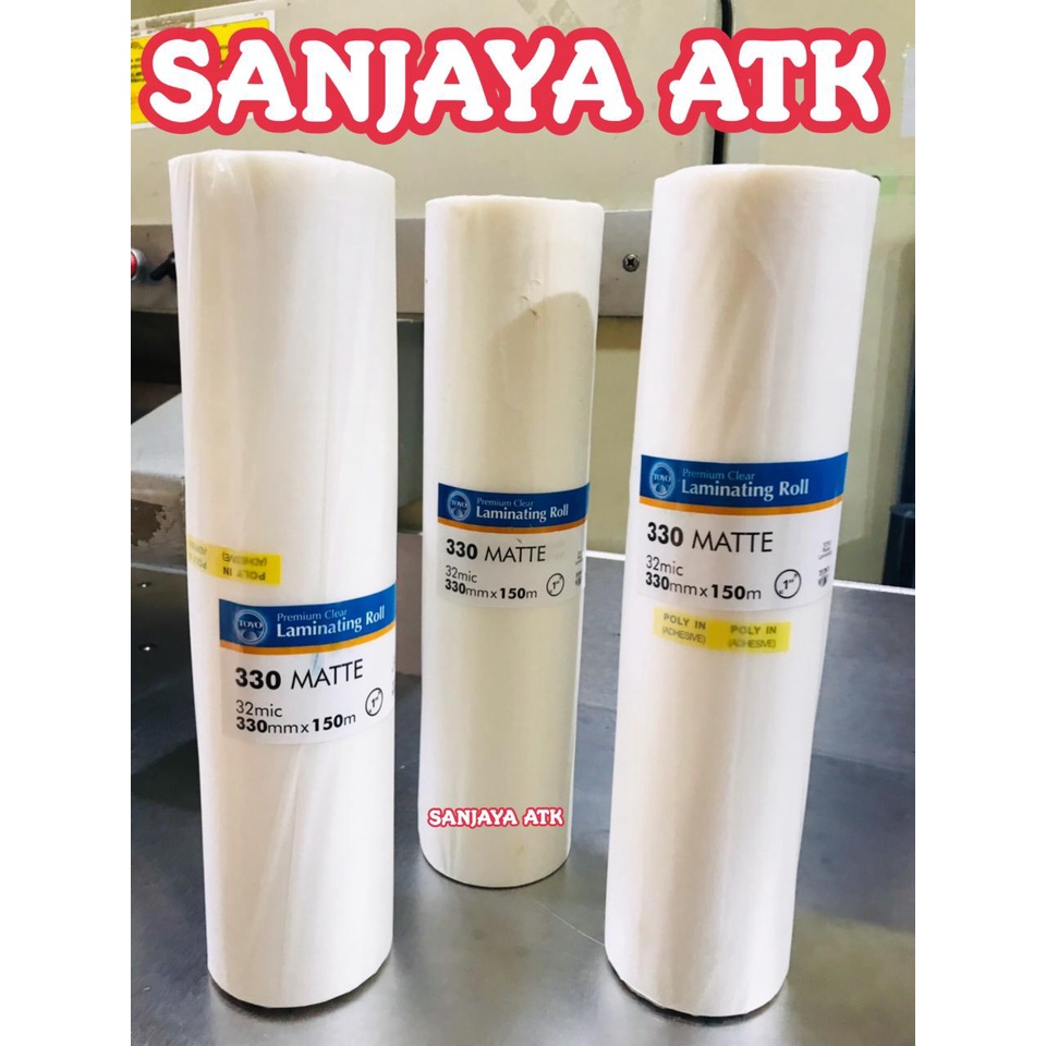 

Sale PLASTIK LAMINATING ROLL MATTE/DOFF 330mm Tebal 32 micron