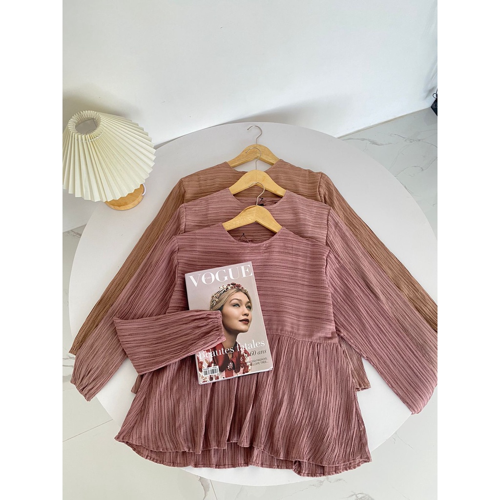 Sally Pleated Blouse / Atasan Wanita Crinkle Plisket