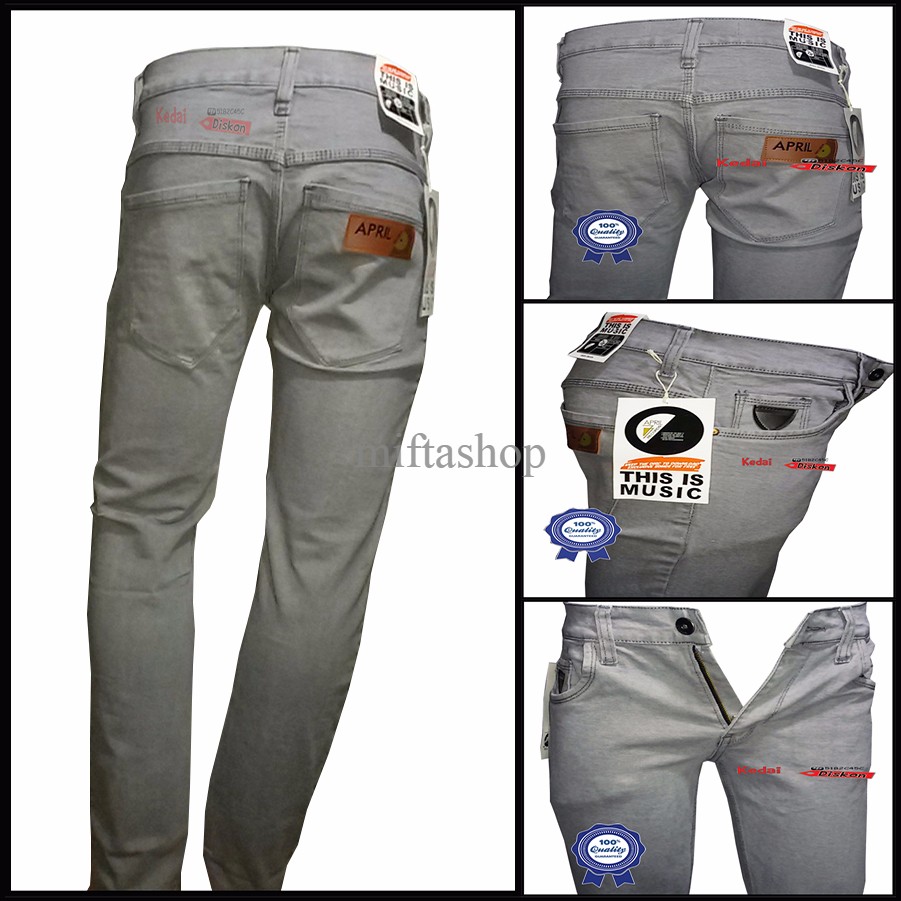Celana Jeans Pria April77 Pensil/Skinny/Streach Grey 4MFM