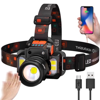 Multifungsi Torch T8 Waterproof USB Rechargeable Outdoor LED Headlight dengan 3 Mode dan Ikat Kepala yang Dapat Disesuaikan dengan Zoom