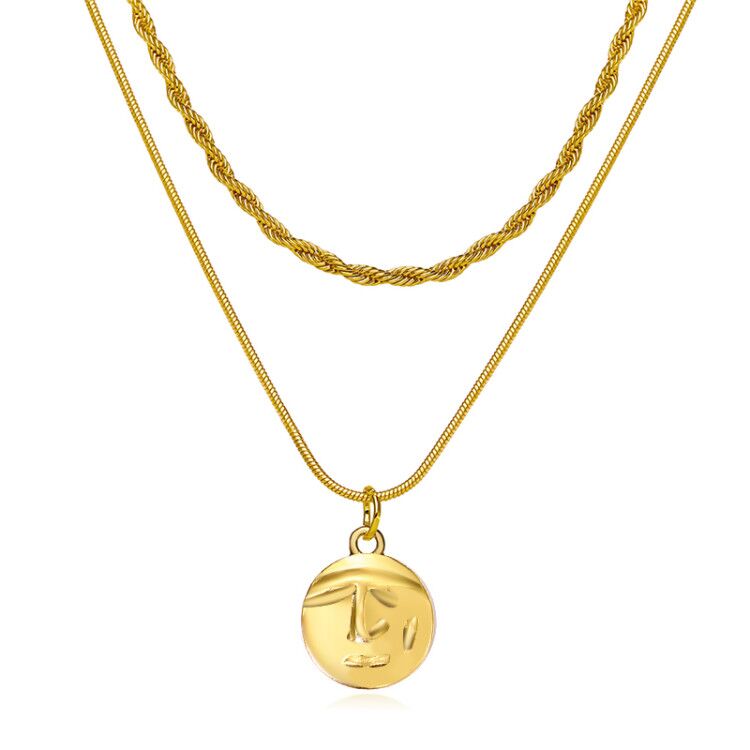 17KM Korean Retro Gold Necklace Personality Lock Moon Heart Clavicle Chain Jewelry Accessories-3