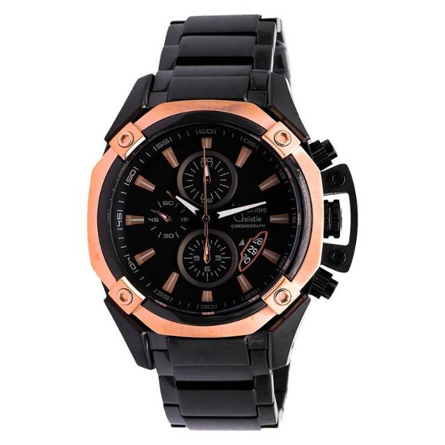 Jam Tangan Alexandre Christie AC 6225 MC Rantai Black Rose Pria / Cowok Original