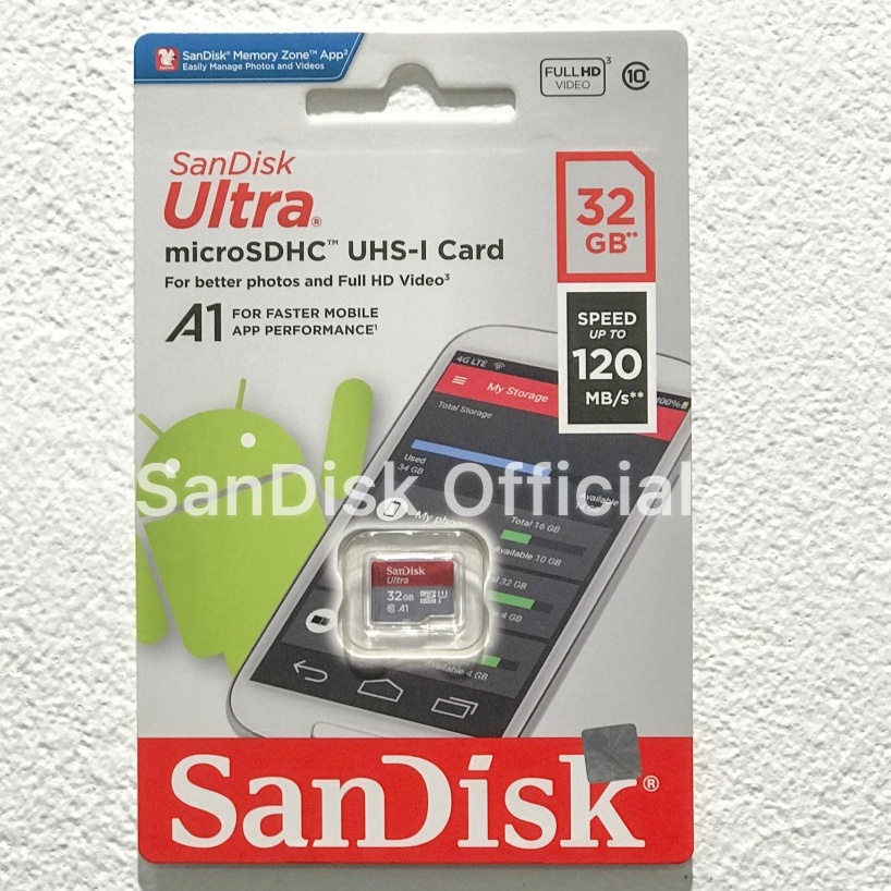 Sandisk Ultra MicroSDXC™ UHS-I A1 32GB up to 120Mbps - Garansi Resmi