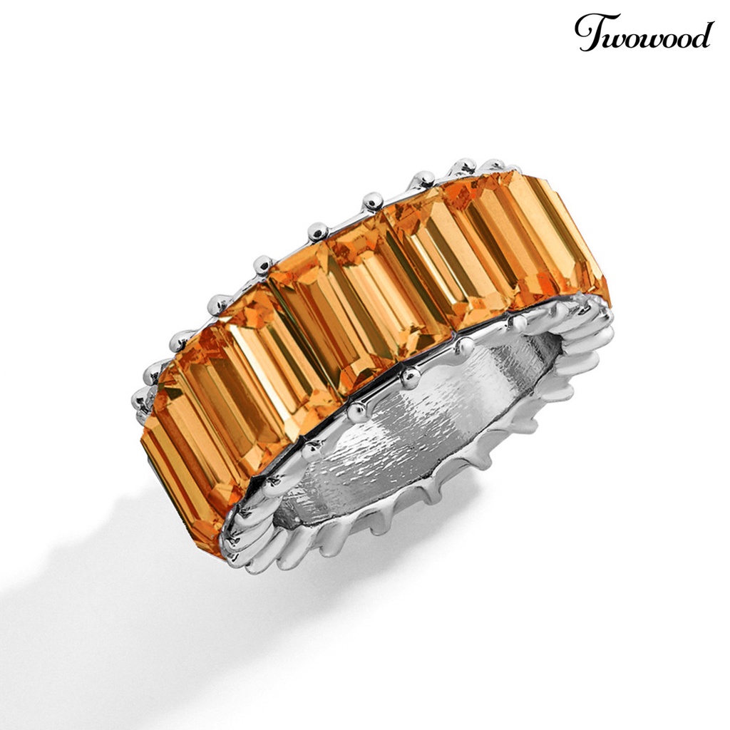 Cincin Electroplated Aksen Berlian Imitasi Untuk Wanita