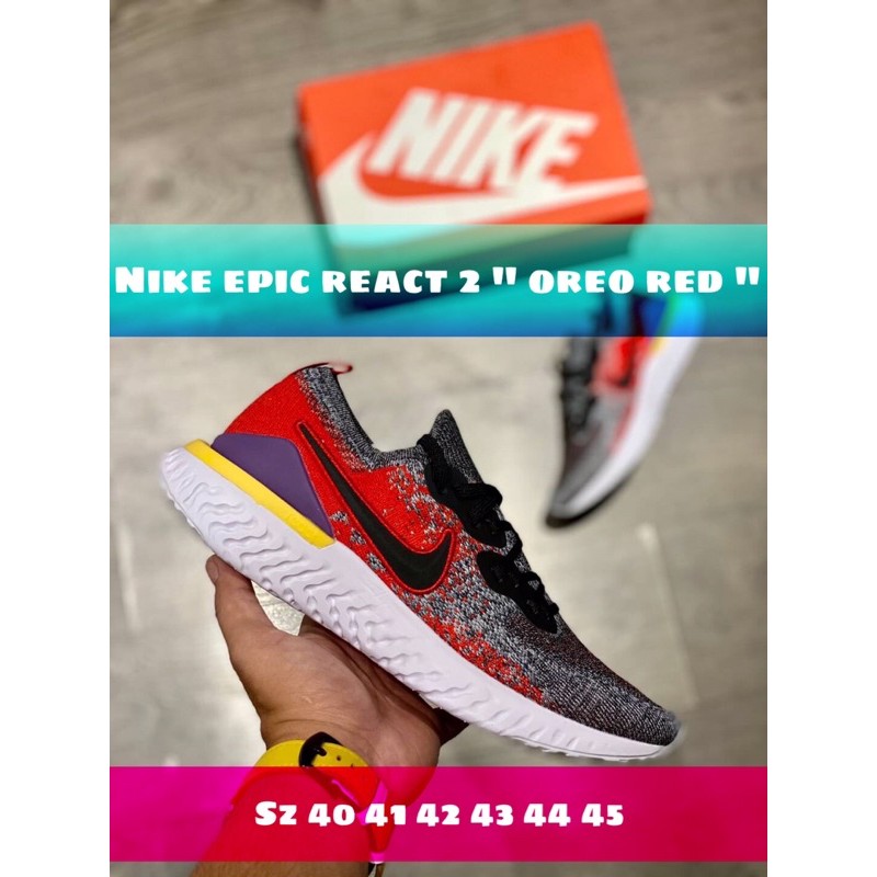 SEPATU NIKE - NIKE EPIC REACT 2 " oreo red " - SEPATU OLAHRAGA PRIA - SEPATU RUNNING PRIA NIKE