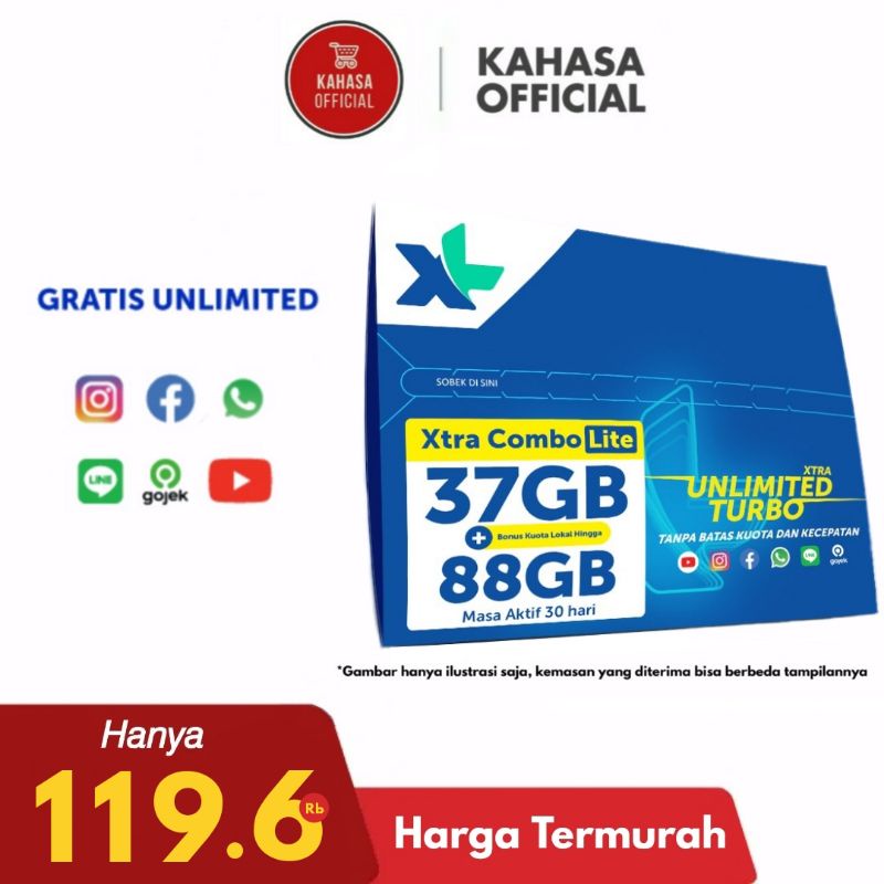 Kartu Perdana XL Xtra Combo Lite Kuota Hingga 55 GB + Xtra Unlimited