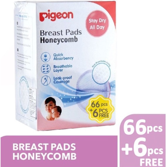 Pigeon Comfy Feel / Honey comb Breast Pad / Breastpad / Breastpads Isi 30 / 50 / 66 / free 6pcs