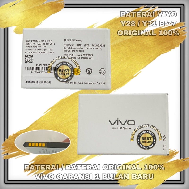 BATERAI BATERAY VIVO Y28/Y31 B-77 ORIGINAL GARANSI 100%