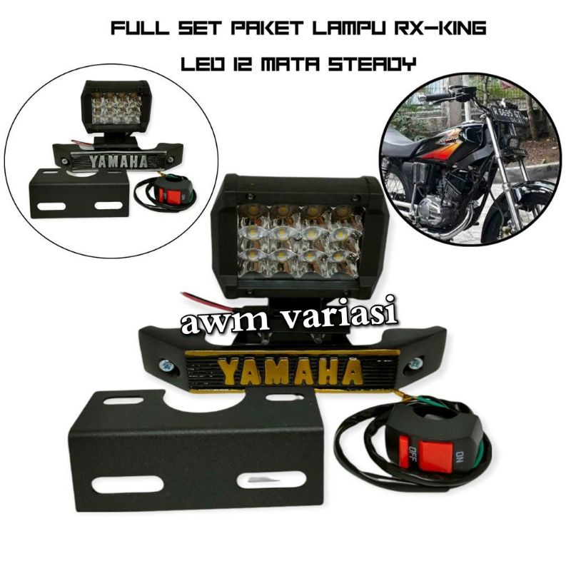 paket lampu sorot 12 mata RX king set kumisan dan begel samping RX king plus lampu stop mini red bonus saklar on of