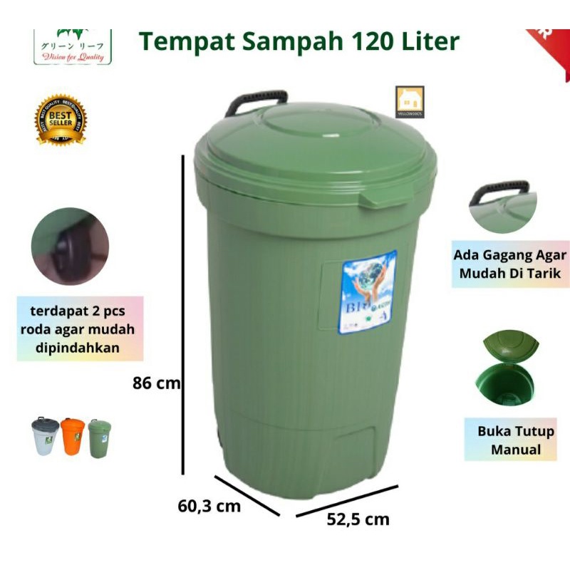 [ ⭐FREE ONGKIR⭐ ] Tong tempat sampah roda besar jumbo 120/80 liter plastik tebal berkualitas