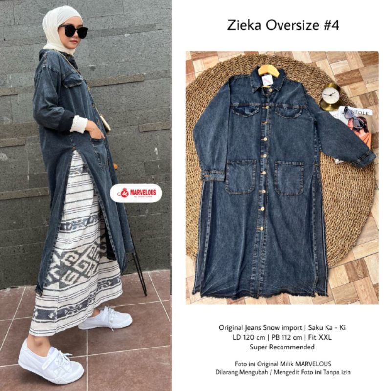 ZIEKA OVERSIZE #4 BY MARVELOUS / MIDI JEANS WANITA MUSLIMAH / Baju wanita premium