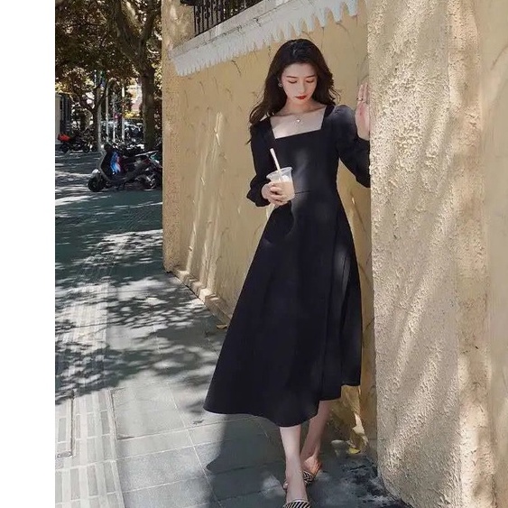 Korea Dress Vintage Long Sleeves Maxi Dress Import Party Dress-7
