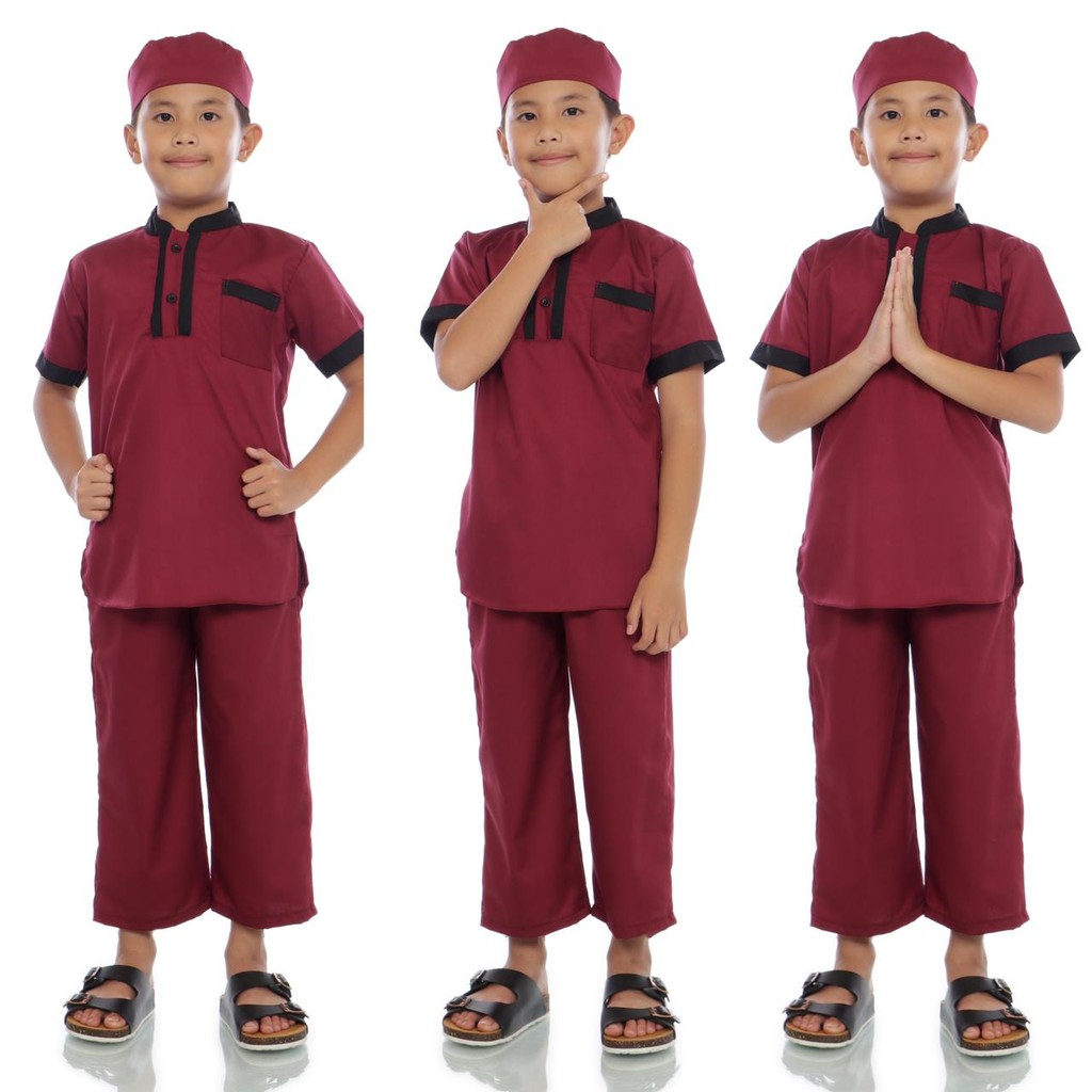 (Jamin Realpict) Set Baju Koko Anak 6-8th Toyobo Premium Setelan Kemeja Celana Koko Kids Muslim