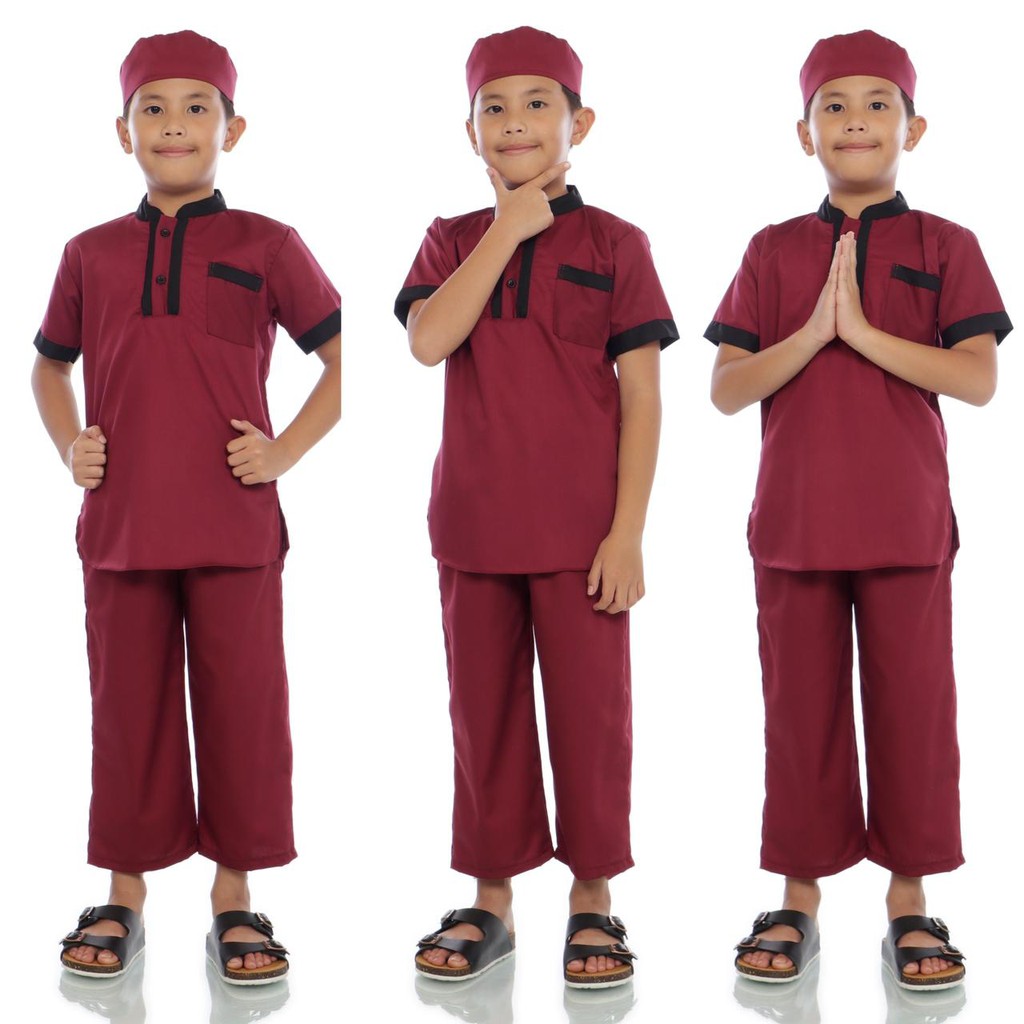 (Jamin Realpict) Set Baju Koko Anak 6-8th Toyobo Premium Setelan Kemeja Celana Koko Kids Muslim