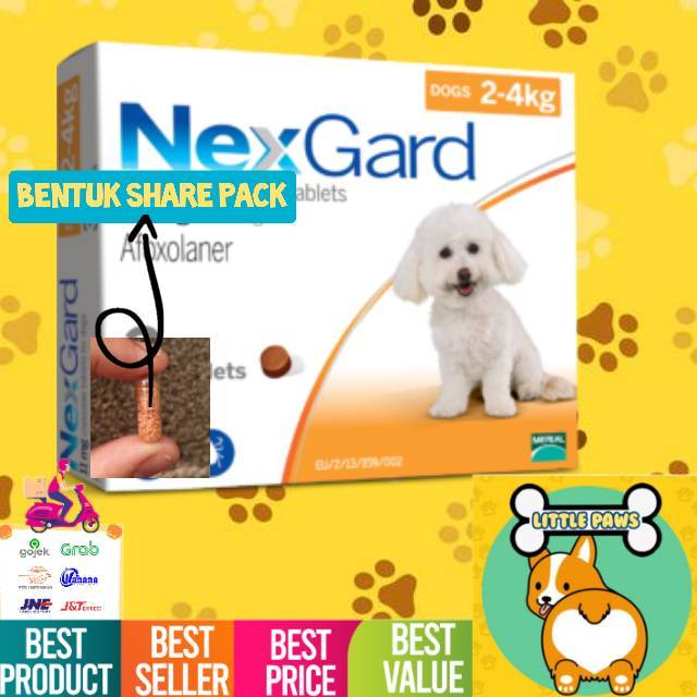 Original Repack - Nexgard Obat Kutu Anjing (2-4kg) Kecil Small Dog
