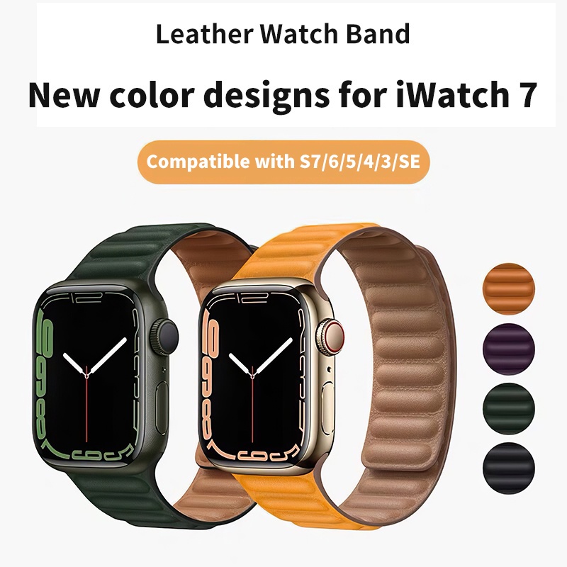 Tali✅Magnetic Strap Loop For Apple Watch iwatch Series 8 ultra 7 6 5 4 3 2 1 38mm/40mm/41mm , 42mm/44mm/45mm/49mm Sport Band Kulit Magnet iWatch