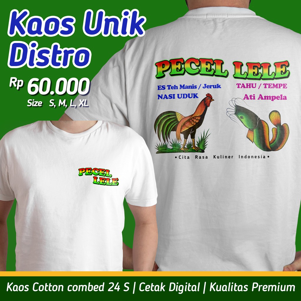 KAOS Pecel Lele - BAJU Kaos Pecel lele - CUSTOM Kaos SABLON GAMBAR PECEL LELE LUCU UNIK
