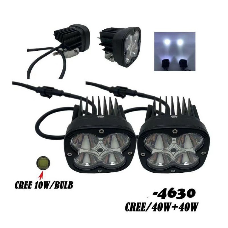 Lampu Tembak Cree 4 Mata 1Set - Lampu Tembak Sorot Motor Mobil Lampu Sorot 4Led Cree Worklamp 40Watt