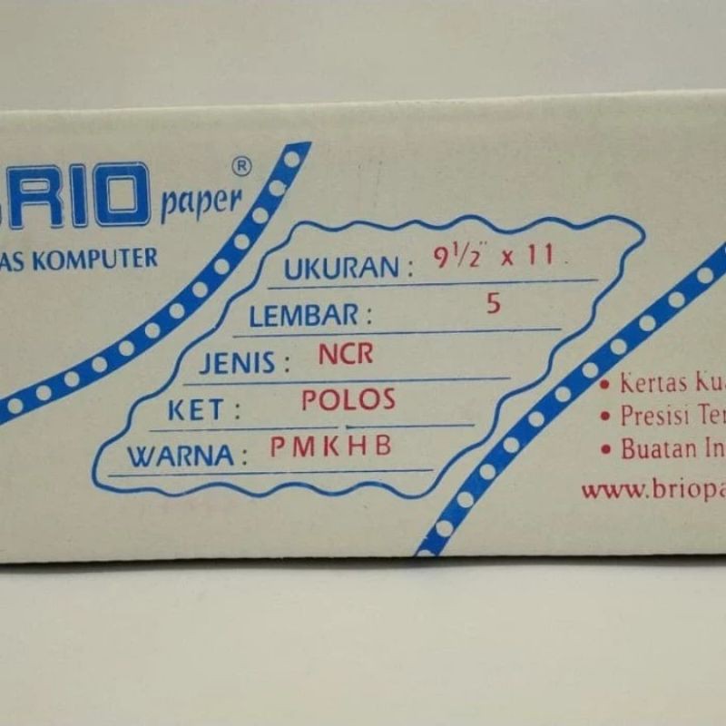 

Kertas Continuous Form Ukuran 9.5x11 5 ply NCR K5-K5/2 Brio