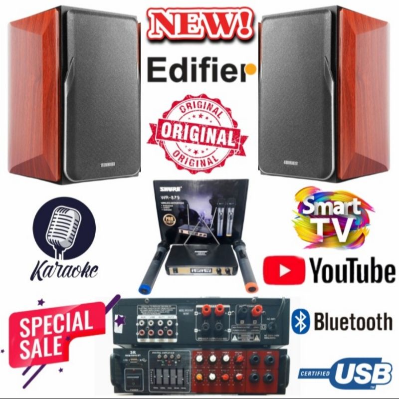 Karaoke Set Mini Edifer P17 Karaoke Smart Tv Hp Ampli Bluetooth 2 Mic