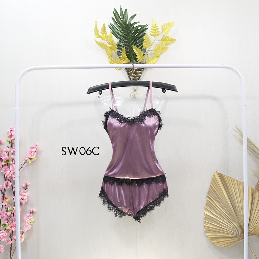 [STOK TERBATAS] PIYAMA TANKTOP BAJU TIDUR WANITA LINGERIE SEXY PINK SW06C