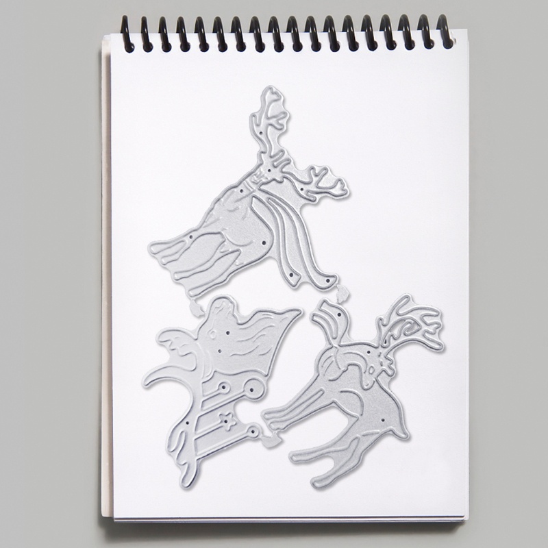 Cetakan Stensil Cutting Dies Motif Rusa Natal Bahan Metal Untuk Scrapbook / Craft DIY