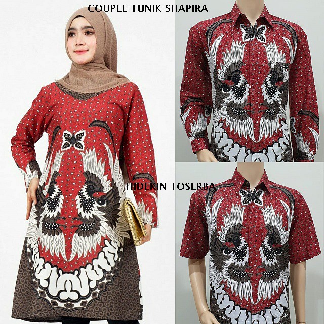 SARIMBIT COUPLE SERAGAM BAJU BATIK JUMBO TUNIK SHAPIRA MERAH M-5L