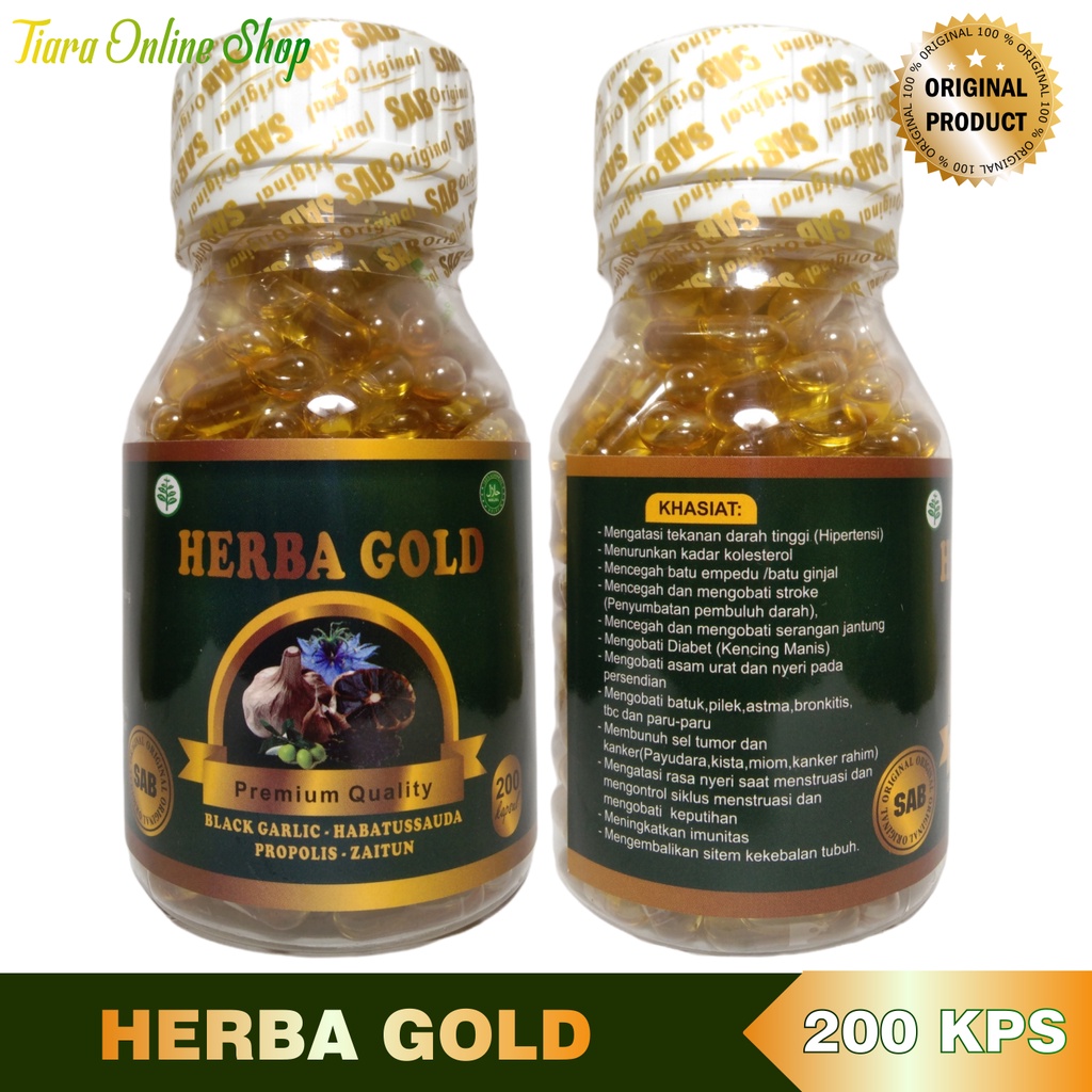 Kapsul Herba Gold | Black Garlic Oil + Habbat's +Zaitun+ Propolis 200 kapsul