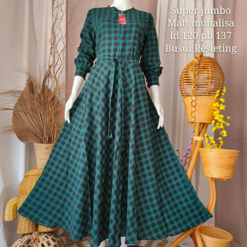 Gamis klok motif kotak kotak