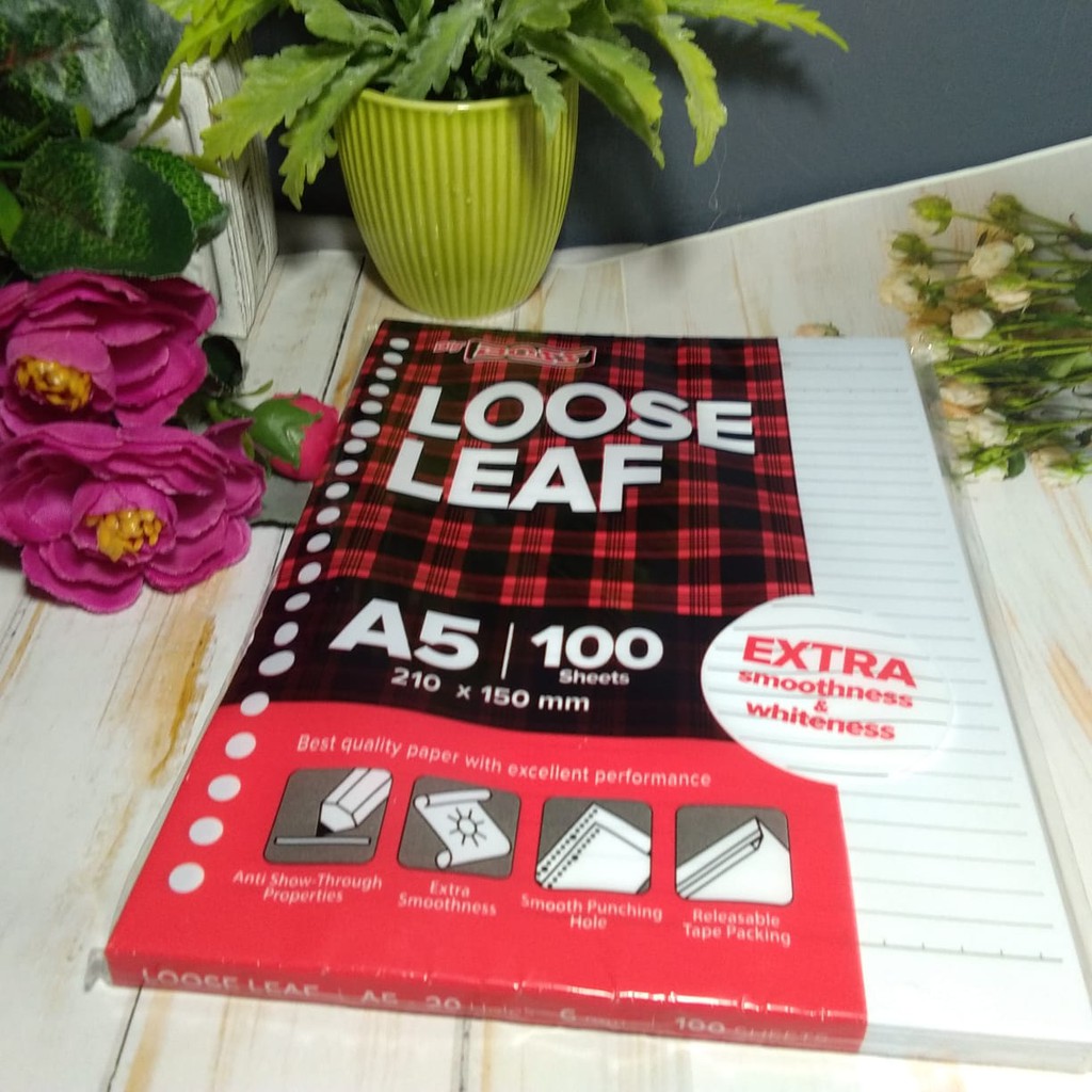 

Kertas A5 Big boss isi ulang bergaris isi 100 untuk binder loose leaf ukuran 210 x 150 mm