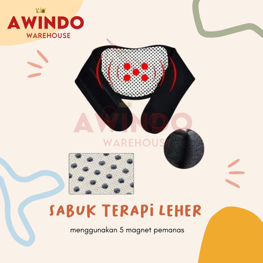 SABUK TERAPI LEHER - Sabuk Pemanas Magnetic Leher Pijat Nyeri