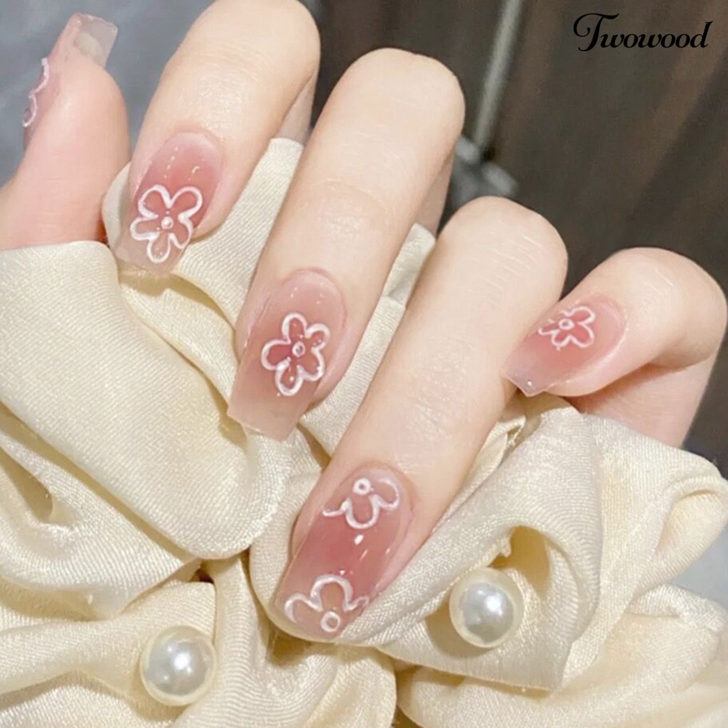 Twowood 1 Lembar Stiker Kuku Motif Bunga Untuk Nail Art DIY