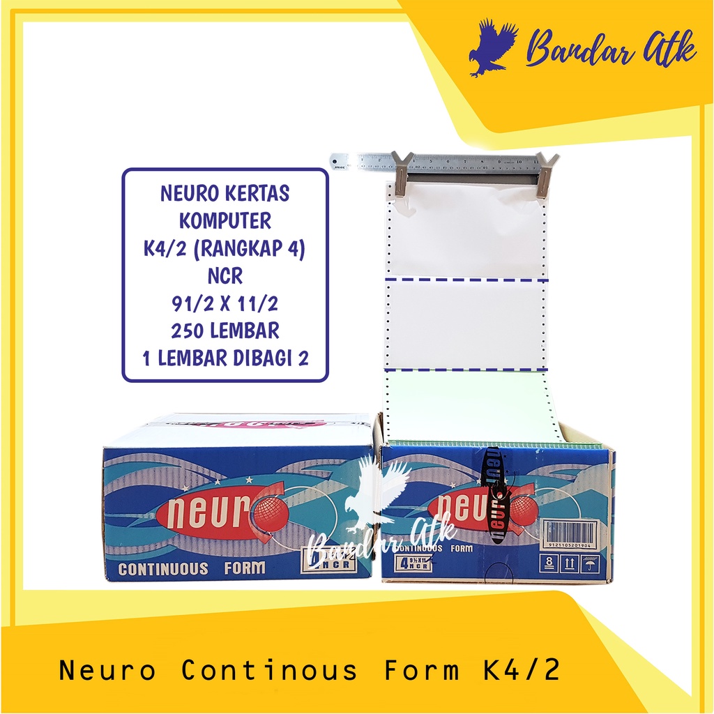 

NEURO Continous Form 91/2 x 11 PLY/2 (K4/2 NEURO) NCR Kertas Komputer [1 BOX]