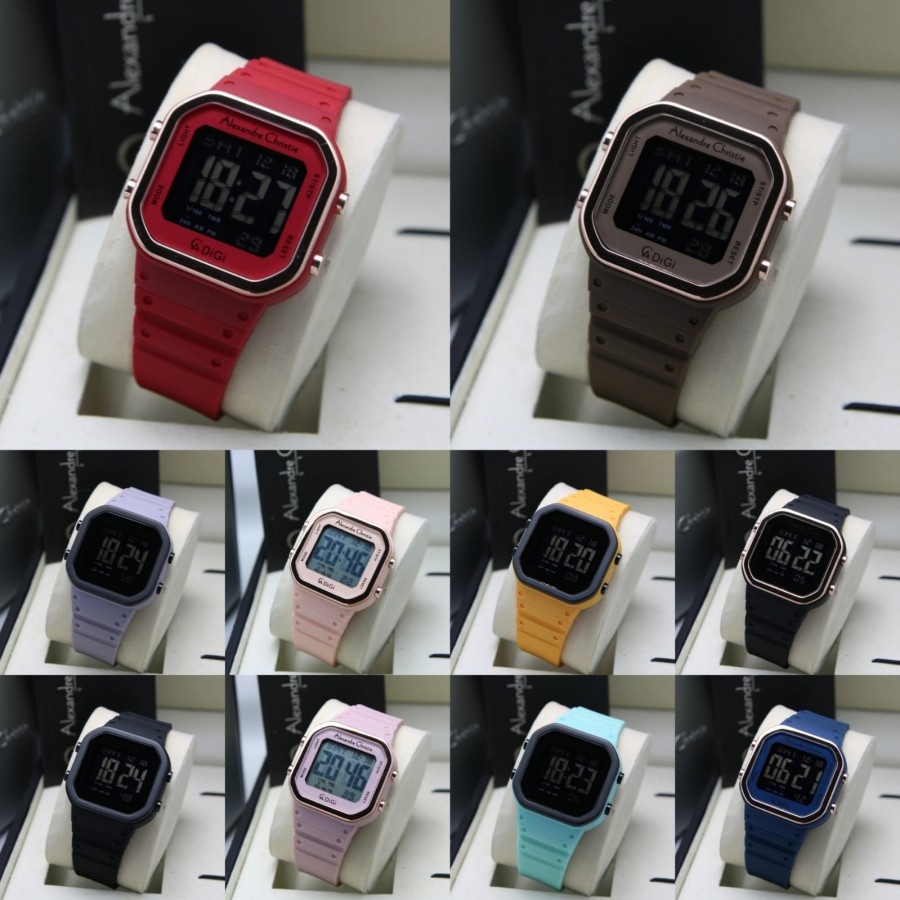 JAM TANGAN WANITA ALEXANDRE CHRISTIE AC 9347 AC9347 DIGITAL RUBBER ORIGINAL