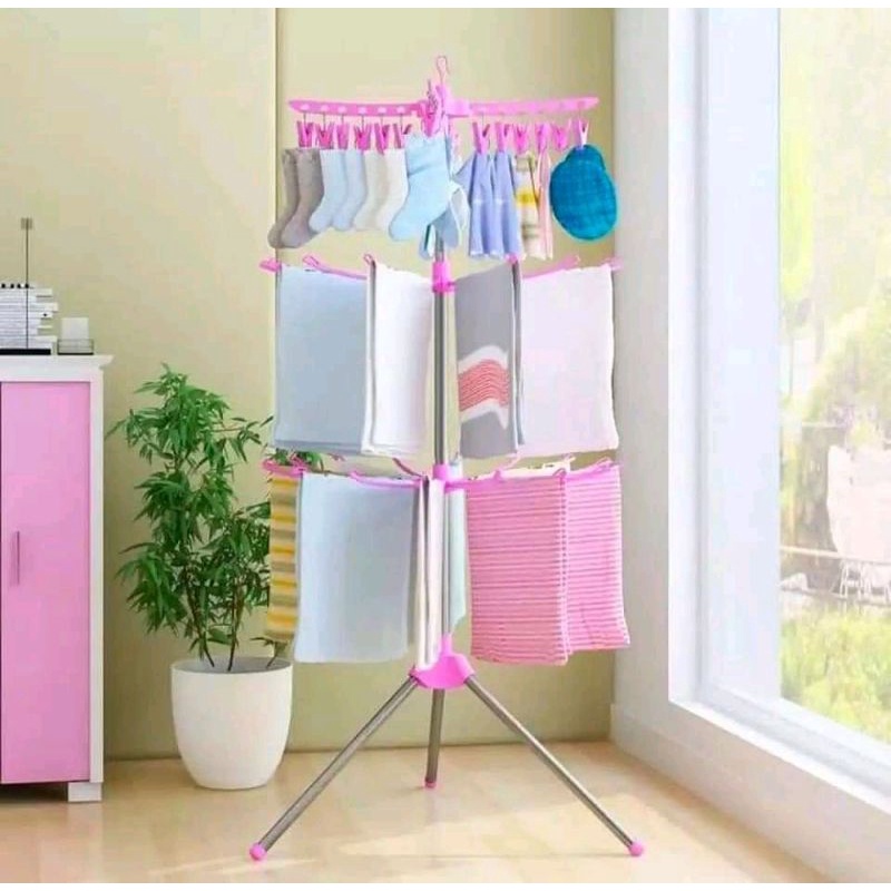 Jemuran Menara Jemuran Bayi Menara Jemuran Berdiri 3 Tingkat