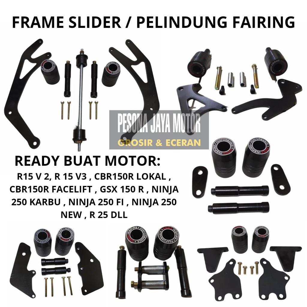 Frame Slider Agna Pelindung Fering Agna R15 V2,R15 V3,Cbr 150 R,Gsx 150r,Ninja 250 Karbu,Fi,R25,Ninja 250 New