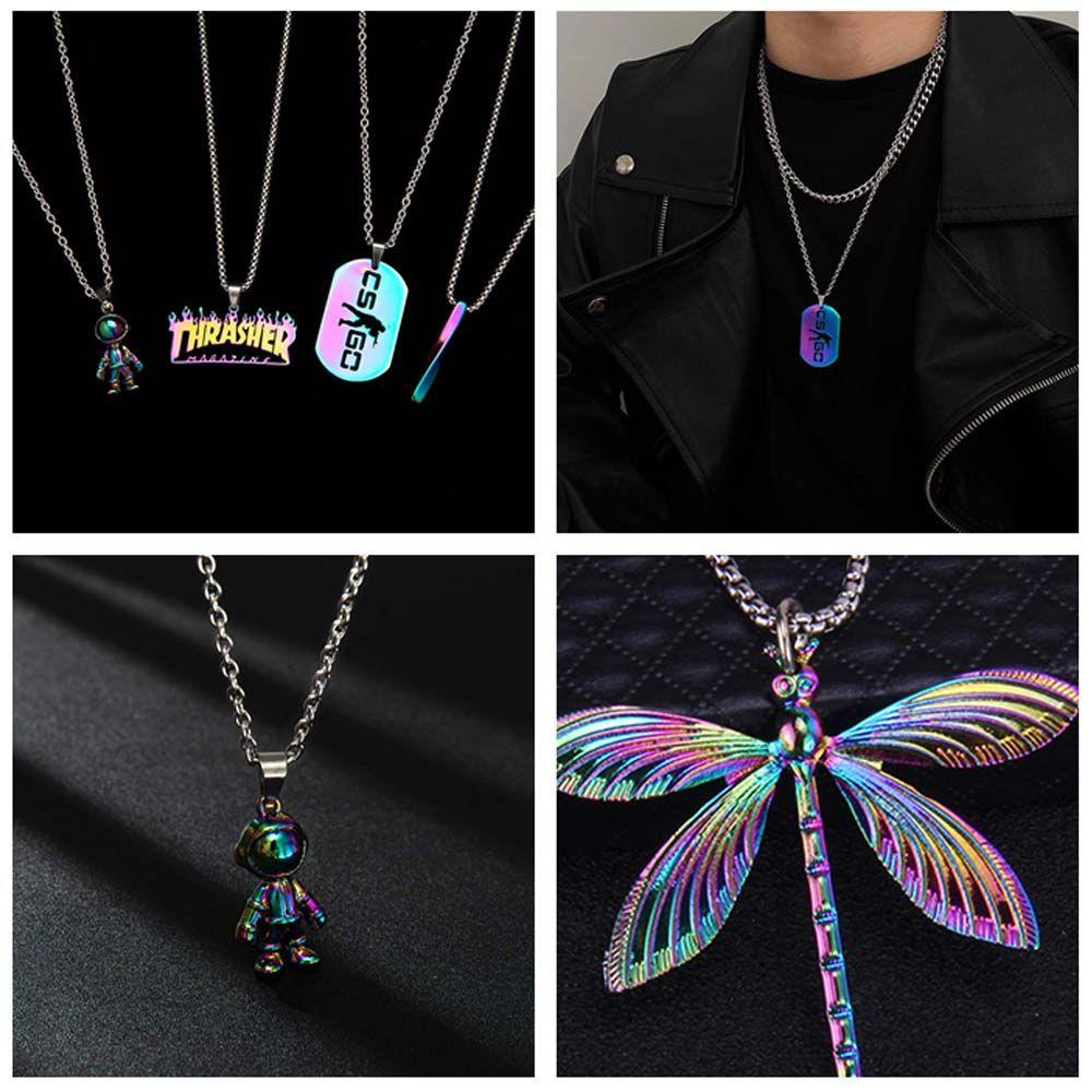 R-bunga Dipadamkan Kalung Warna-Warni Multi-Lapisan Memakai Paduan Rantai Capung Perhiasan Menarik Kolom Spiral Mermaid Pendant Cicada Pendant Necklaces