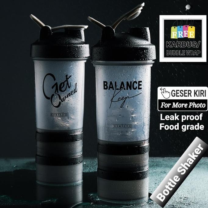 Shaker Bottle Protein Shaker 500ml + 250ml Storage Botol Shaker Spider