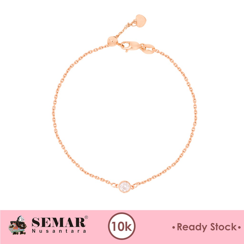 Gelang Emas Serut Wanita Batu Putih Bulat 10K Semar Nusantara